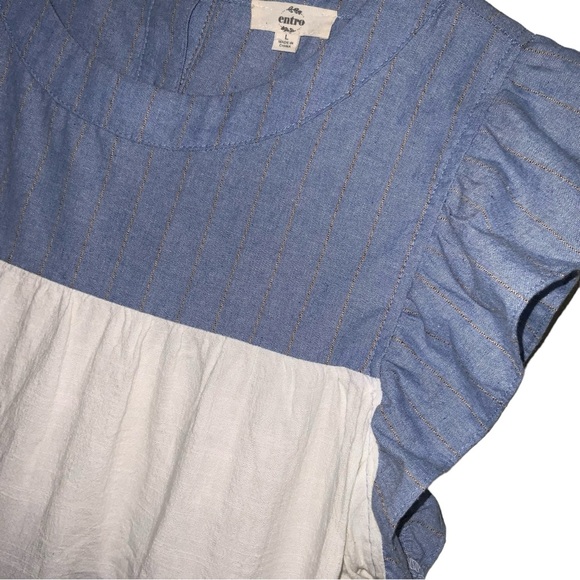 Entro Ruffle Sleeve Color Block Blouse - Picture 8 of 14